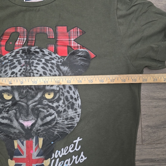 Sweet Years Rock Made In Italy Leopard Tee Dark Green Mens XXL - Picture 5 of 8
